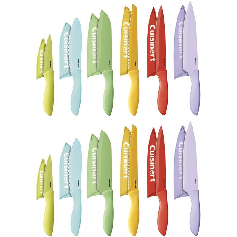 Cuisinart 12-Piece Ceramic Coated Color Knife Set with Blade Guards 2 Pack