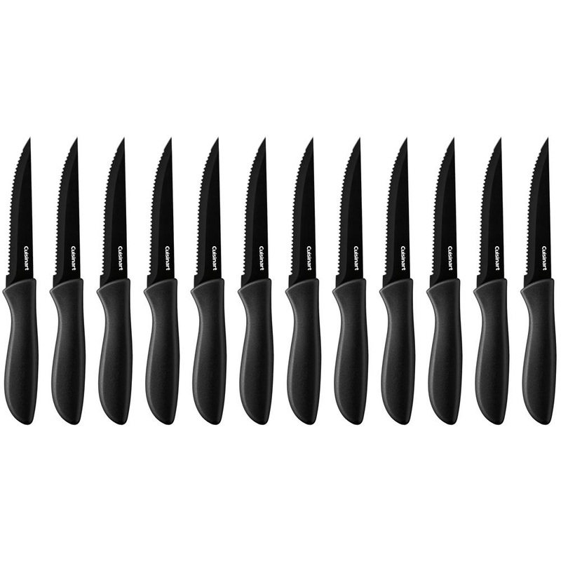 Cuisinart Advantage Ceramic Coated Serrated Steak Knife 12 Pieces Set Black