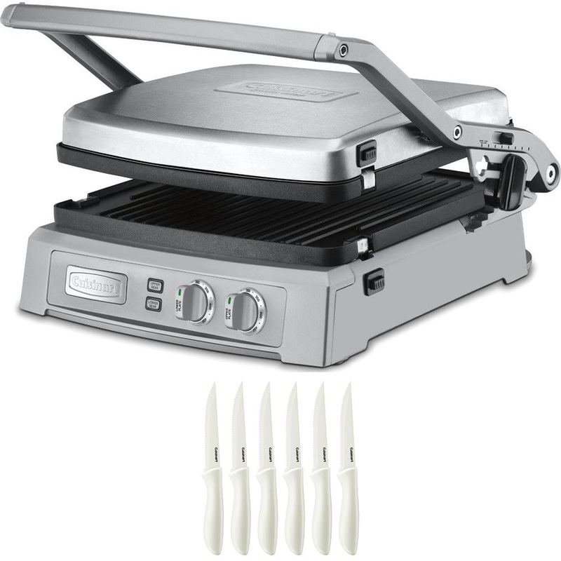 Cuisinart Griddler Deluxe Brushed Stainless with 6Pcs Ceramic Coated Knife Set
