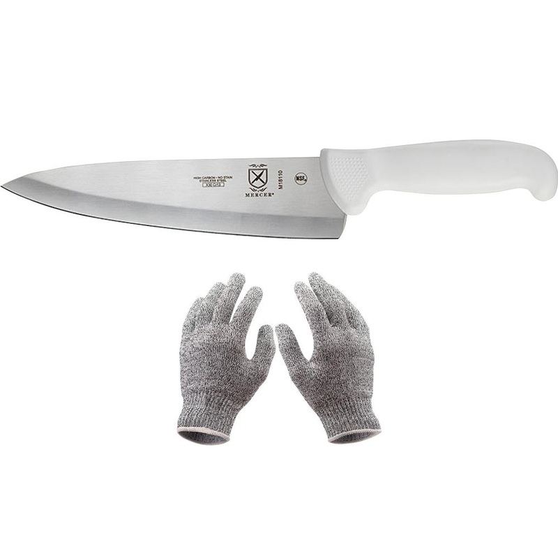 Mercer Cutlery 10" Chef's Knife with Deco Gear Cut Safe Gloves