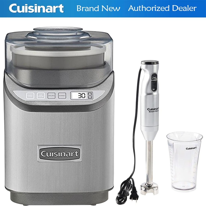 Cuisinart ICE-70 Electronic Ice Cream Maker, Brushed Chrome + Smart Stick Hand Blender