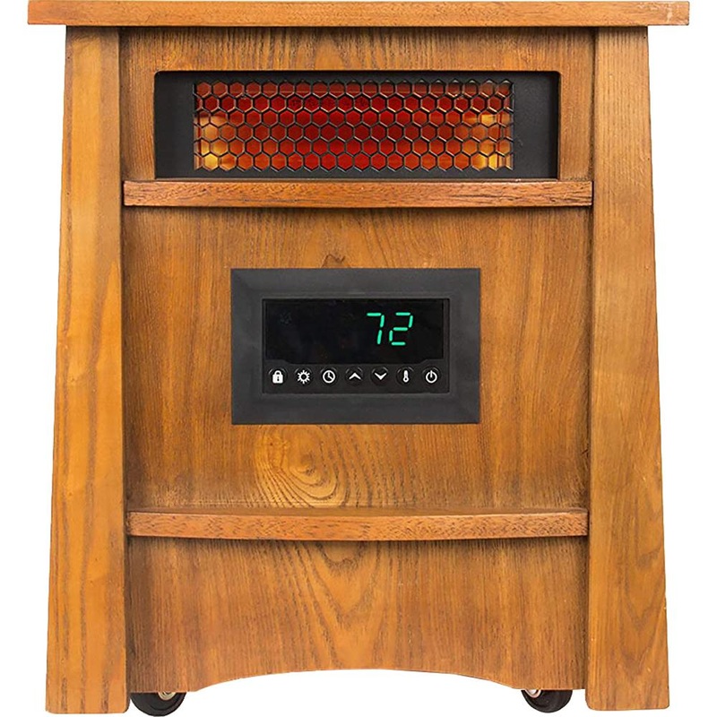 Lifesmart 8 Element Infrared Electric Heater with Deluxe Wood Cabinet - LS-8WIQH-LB-IN