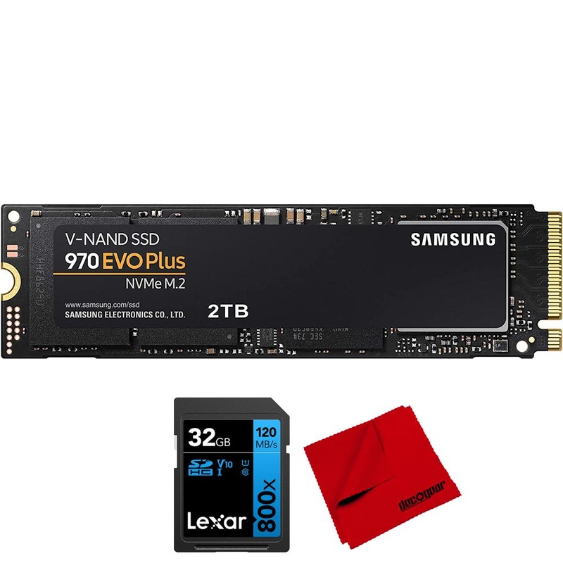 Samsung MZ-V7S2T0B/AM 970 EVO Plus NVMe M.2 SSD 2TB + Lexar 32GB Memory Card Bundle