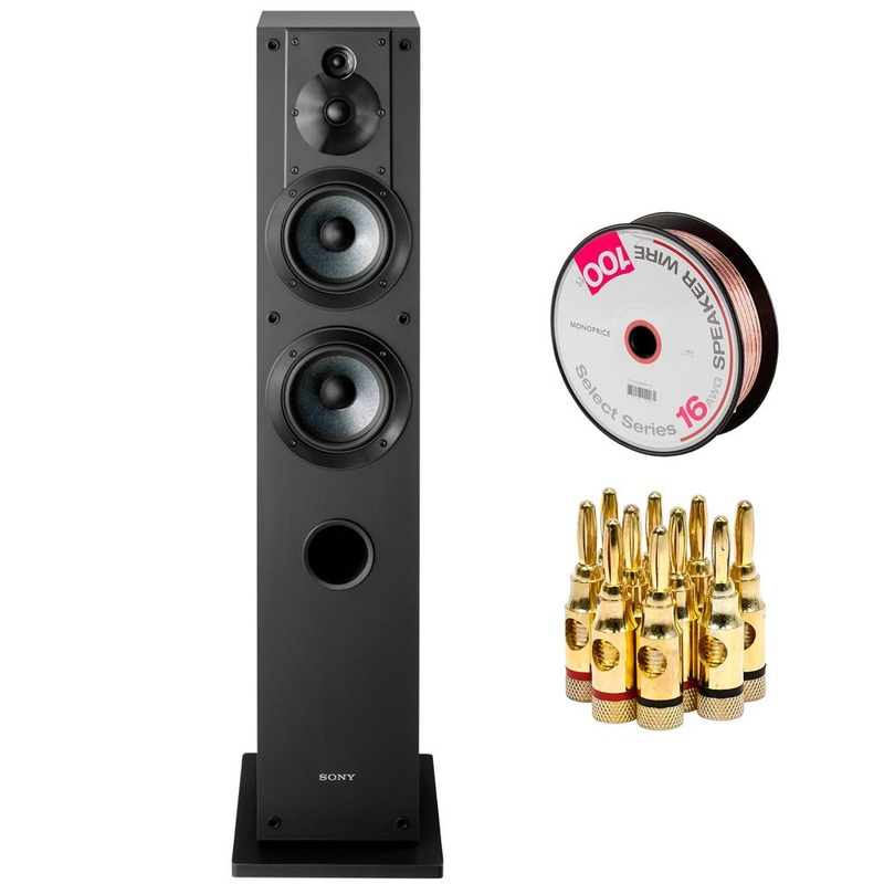 Sony 3-Way 4-Driver Bass Reflex Stereo Floor-Standing Speaker SS-CS3+Wire Bundle