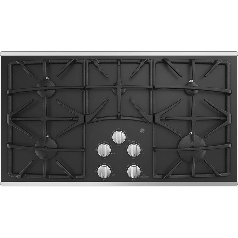 GE 36-inch 5-Burner Built-In Gas Cooktop, Dishwasher Safe Grates - Stainless Steel