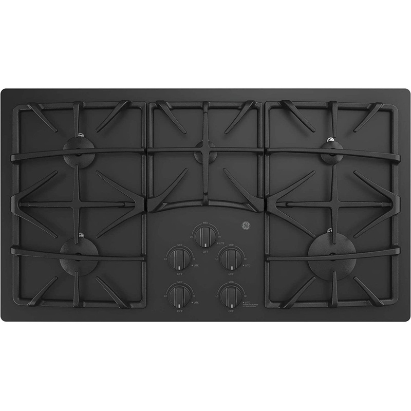 GE 36-inch 5-Burner Built-In Gas Cooktop with Dishwasher Safe Grates - Black