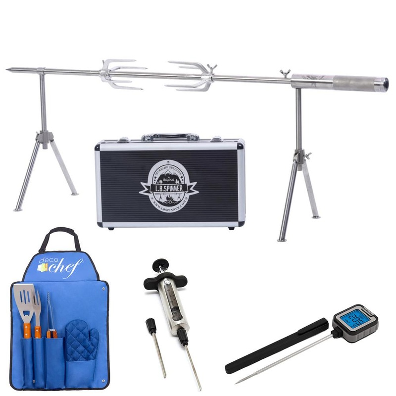 L.B Spinner Professional Rotisserie Spinner w/ Pro Carry Suitcase + BBQ Tool Set