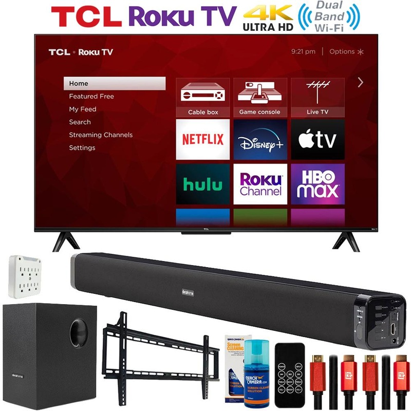 TCL 43" Class 4-Series 4K UHD HDR Smart Roku TV with Deco Gear Home Theater Bundle
