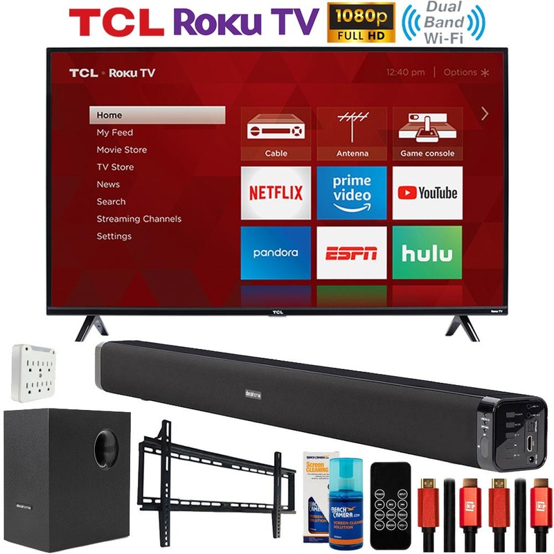 TCL 43S325 43" 3-series Full HD Roku Smart TV with Deco Gear Home Theater Bundle