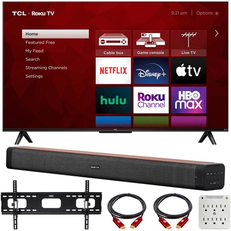 TCL 55" Class 4-Series 4K UHD HDR Smart Roku TV w/ Deco Home 60W Soundbar Bundle
