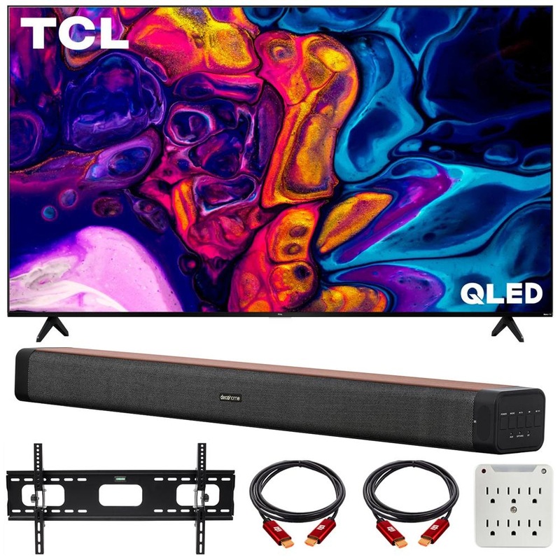 TCL 55" Class 4K UHD QLED HDR Smart Roku TV w/ Deco Home 60W Soundbar Bundle