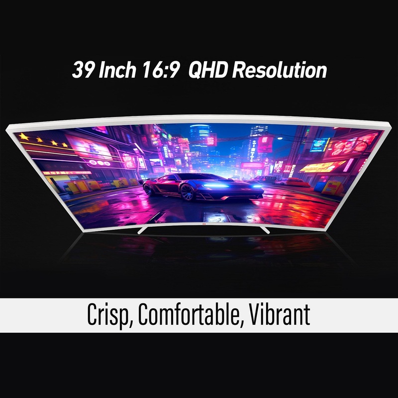 Deco Gear 39" Curved Ultrawide Gaming Monitor, 2560x1440, 165Hz, HDR400, 16:9, White, 2-PK
