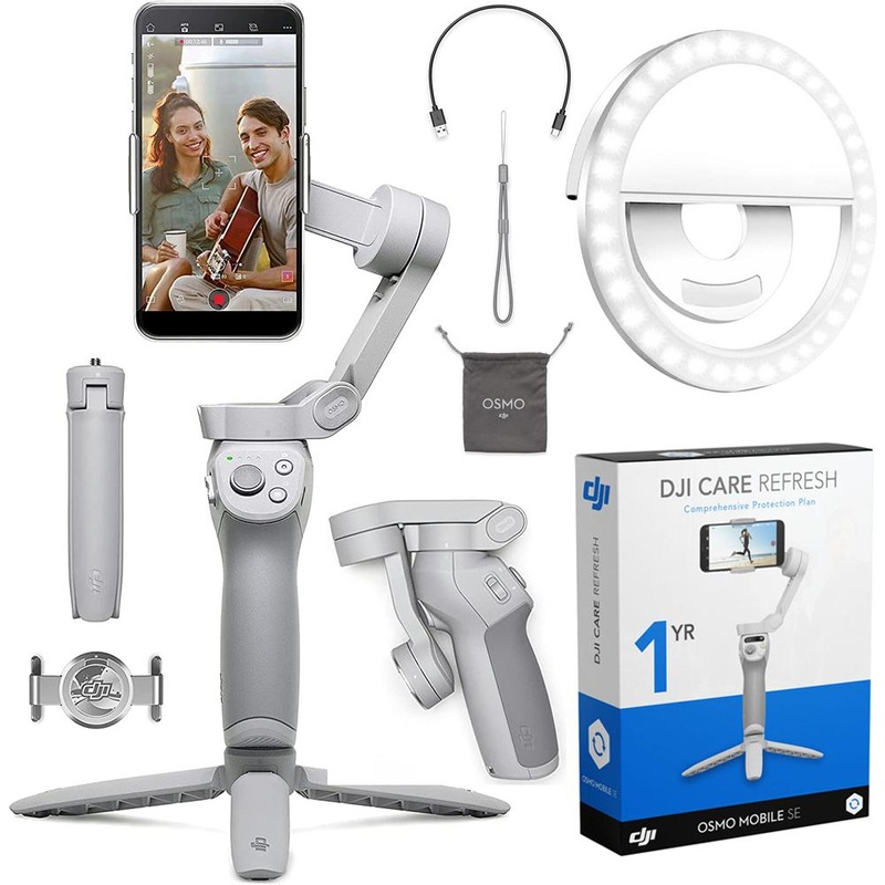 DJI OM 4 SE 3-Axis Smartphone Gimbal Stabilizer and Tripod Bundle with 1-YR DJI Care