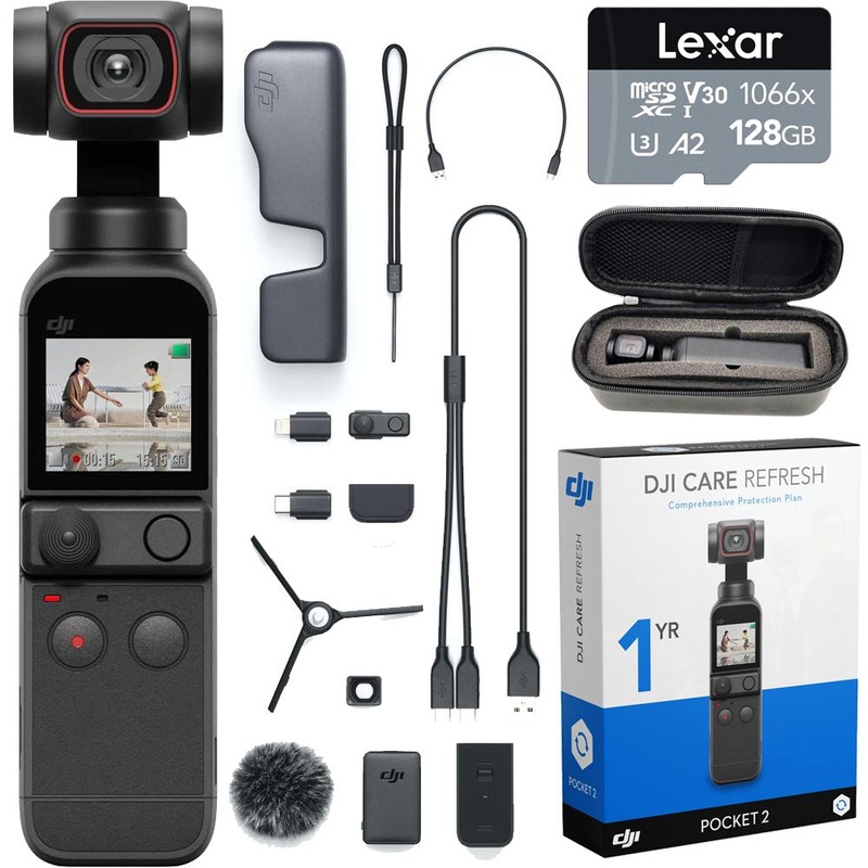 DJI Pocket 2 Touchscreen Handheld Stabilizer Creator Combo Bundle with 1-YR DJI Care