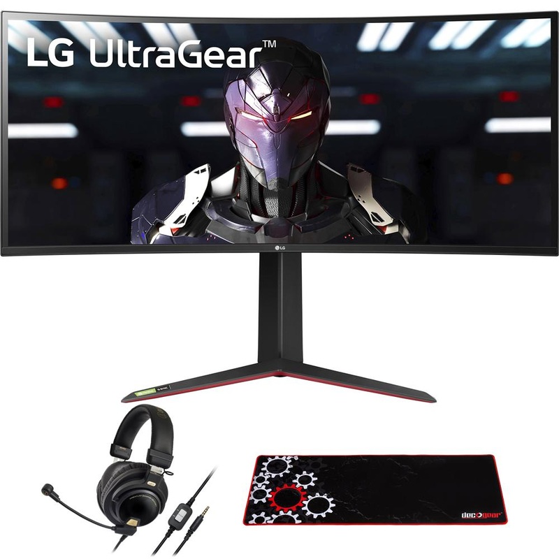 LG UltraGear 34" QHD 3440x1440 21:9 Curved Gaming Monitor + Headphone Bundle