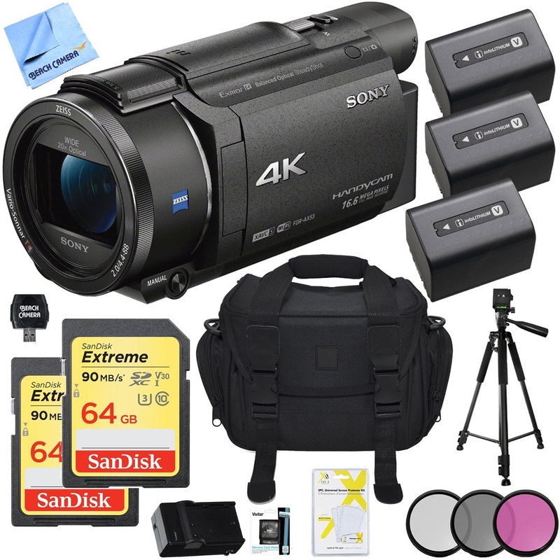 Sony FDR-AX53/B 4K Handycam Camcorder with Exmor R CMOS Sensor Deluxe Bundle