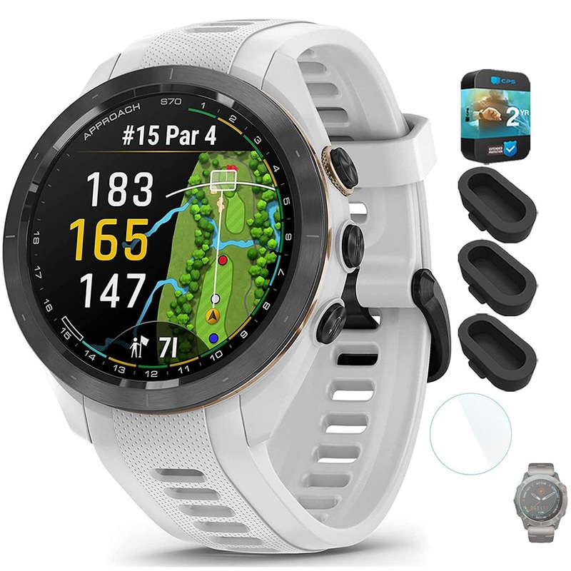 Garmin Approach S70 42 mm GPS Golf Watch White Band with 2 Year Warranty Bundle