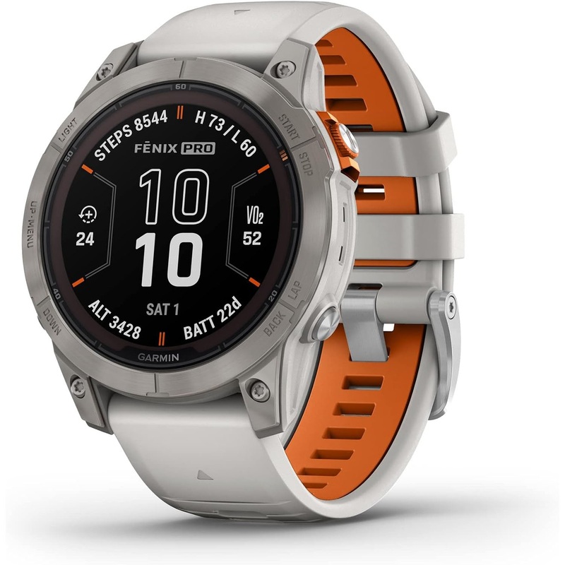 Garmin Fenix 7 Pro Solar, Sapphire, Titanium, Fog Gray/ember Orange
