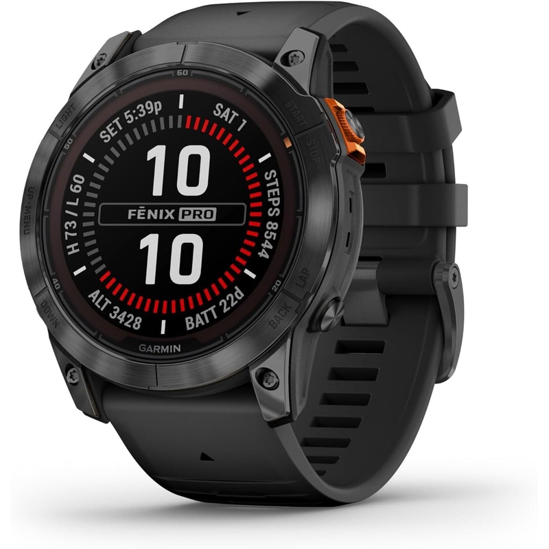 Garmin fenix 7X Pro Solar, No Wi-Fi, Slate Gray, Black