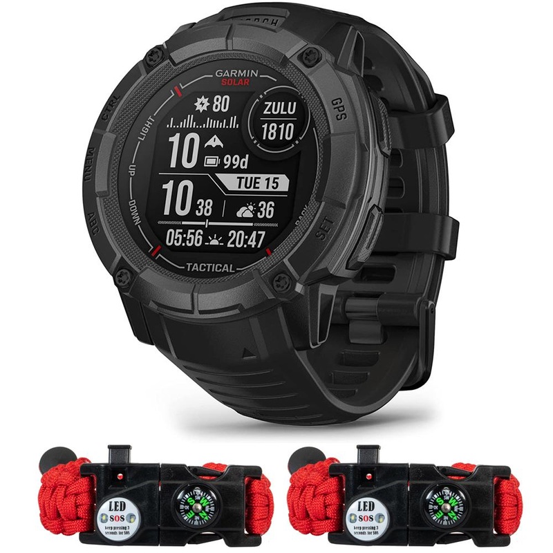 Garmin Instinct 2X Solar GPS Smartwatch Tactical Edition Black with 2x Bracelet