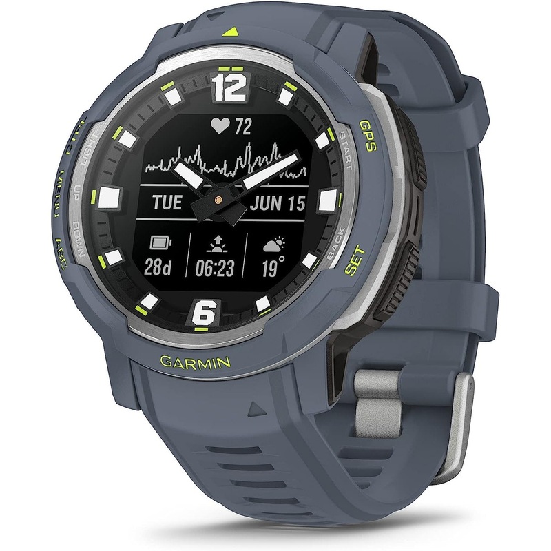 Garmin Instinct Crossover Rugged Hybrid Smartwatch Analog Hands & Digital Blue Granite