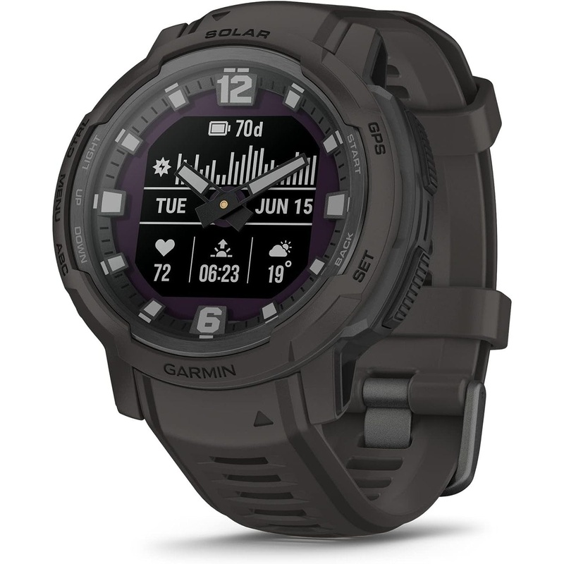 Garmin Instinct Crossover Solar Rugged Hybrid Smartwatch w/ Solar Charging - Graphite
