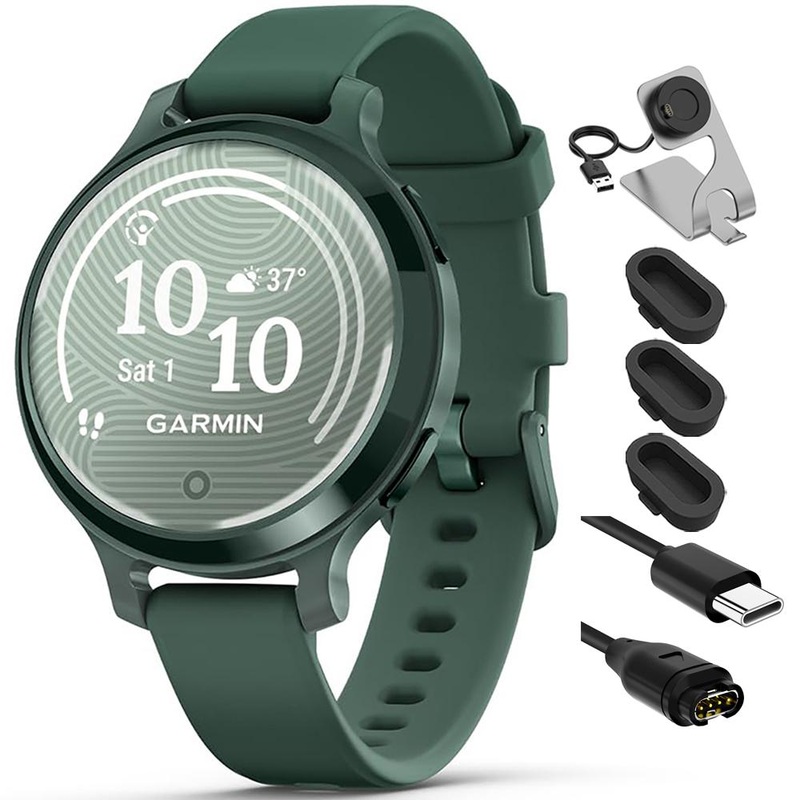 Garmin Lily 2 Active Smartwatch Green with Jasper Green Band + Charging Bundle
