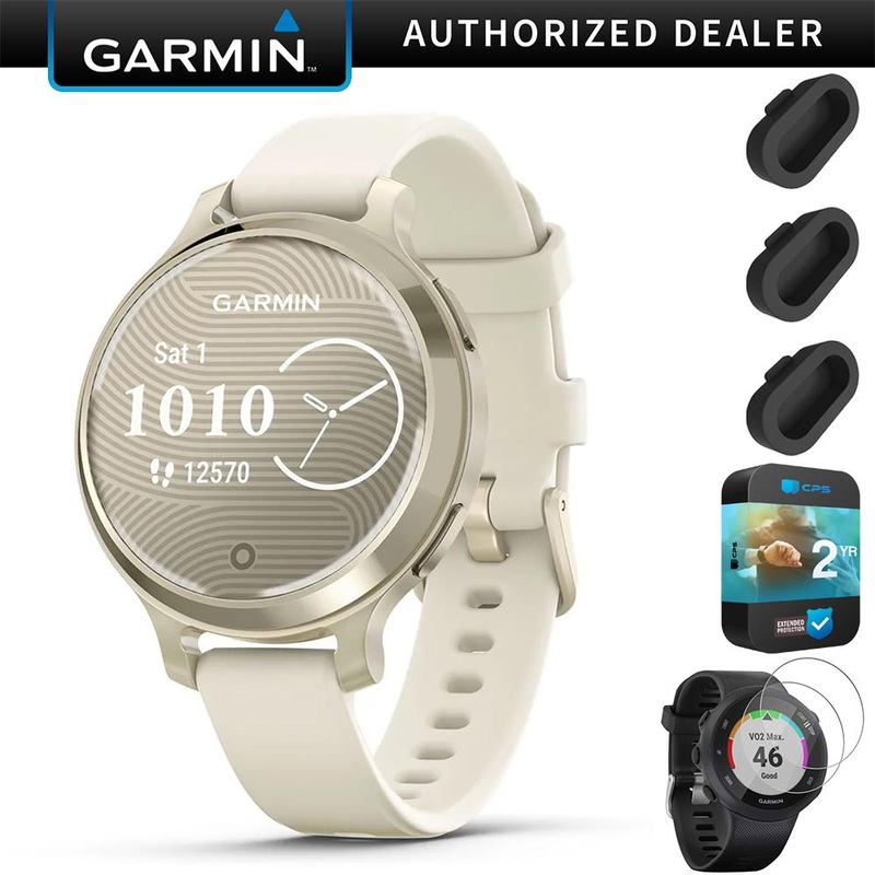 Garmin Lily 2 Active Smartwatch, Lunar Gold w/ Bone Silicone Band + 2 Yr Warranty Pack