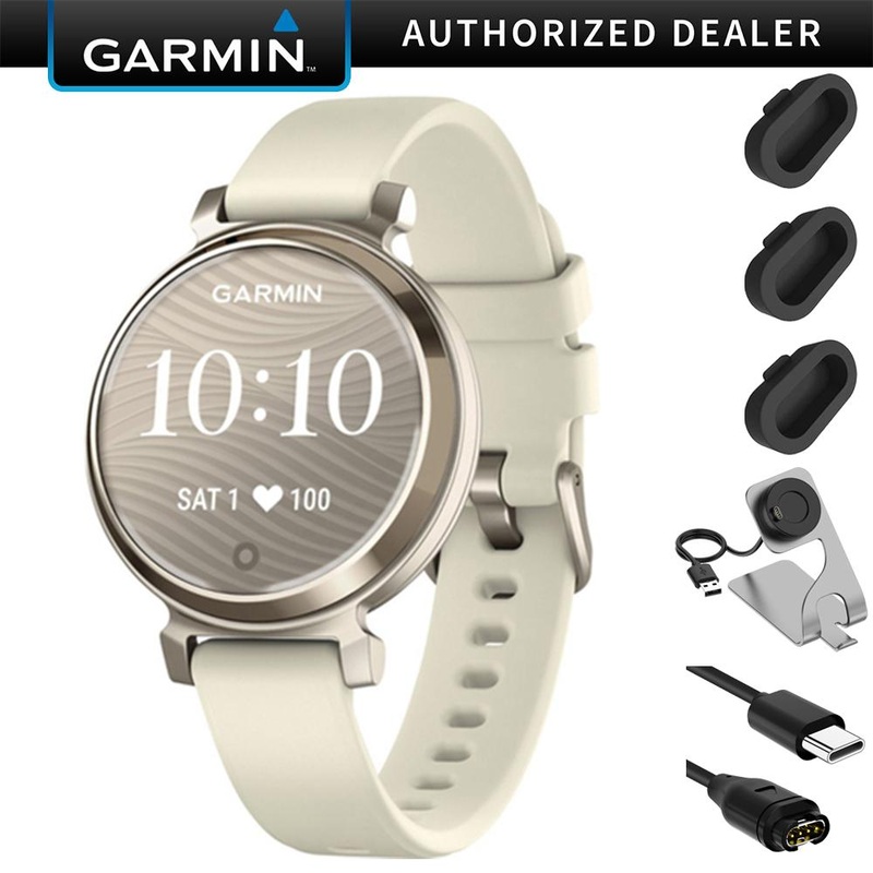Garmin Lily 2 Smartwatch Cream Gold w/ Coconut  Band +Charging Dock + Dust Cover Bundle