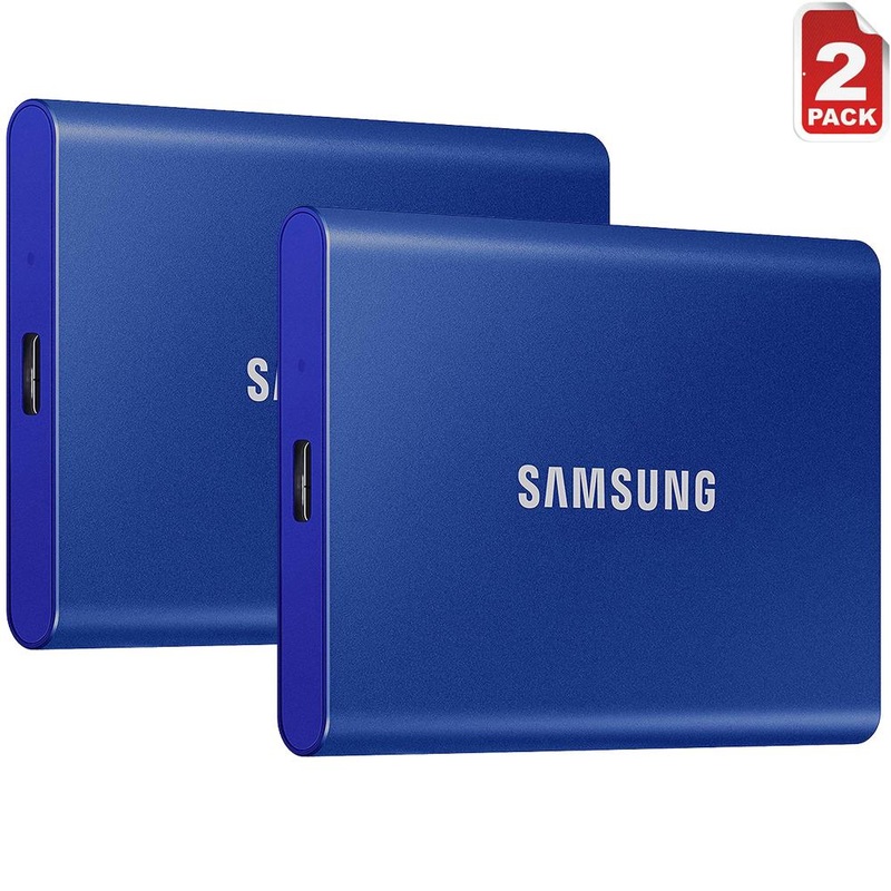 Samsung MU-PC1T0H T7 1TB Portable SSD, USB 3.2 Gen2, Blue (2-Pack)