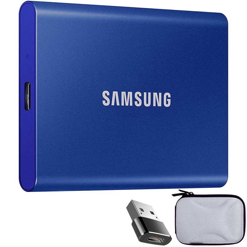 Samsung MU-PC1T0H T7 1TB Portable SSD, USB 3.2 Gen2 + Converter Adapter + Case