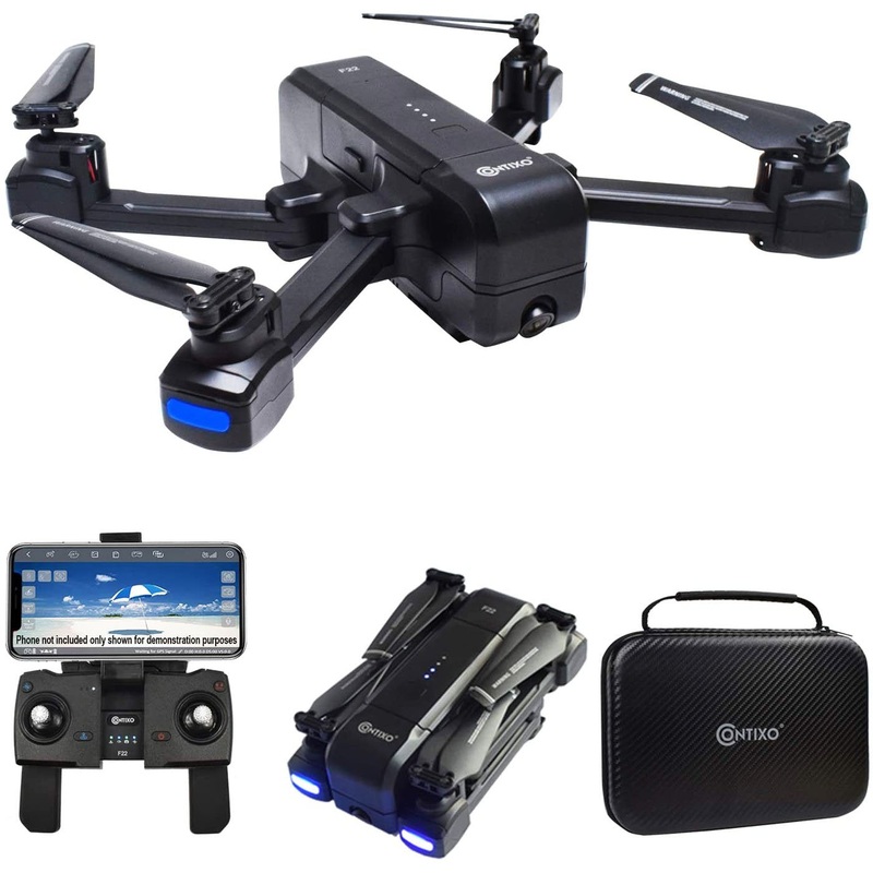 Contixo Foldable Quadcopter Drone with GPS Tracking, 1080p WiFi Camera and Carrying Case
