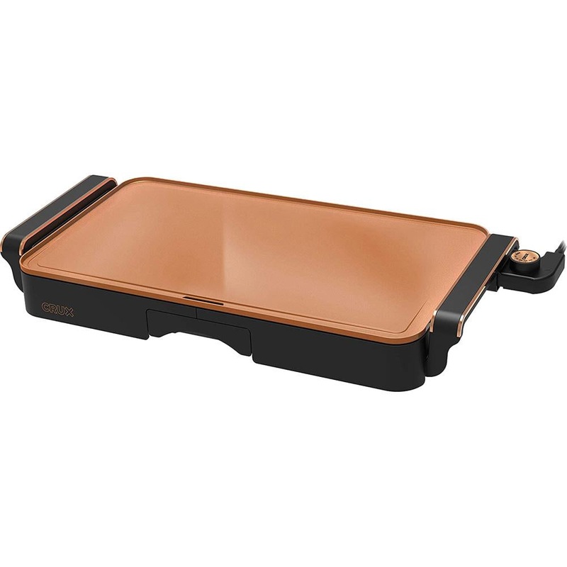 CRUX 22 Inch Electric Griddle, Removable Temperature Probe - Black/Copper (14619)
