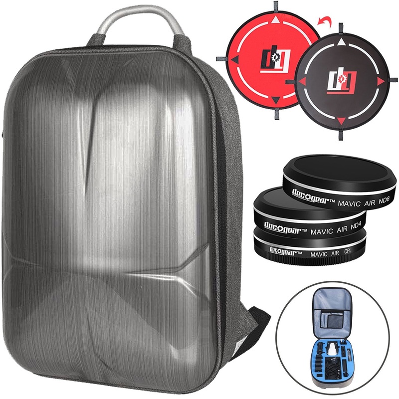 Deco Gear DJI Mavic Air Hardshell Backpack w/ 3 Piece Filter Kit & Landing Pad Bundle