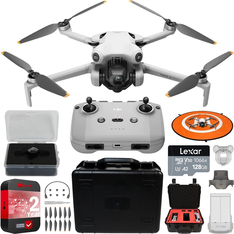 DJI Mini 4 Pro Drone Quadcopter w/ RC-N2 Remote + Custom Hard Case Accessory Bundle