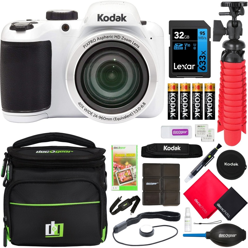 Kodak PIXPRO 16MP Digital Point & Shoot Camera w/ HD Video & 40X Zoom AZ401-WH Bundle