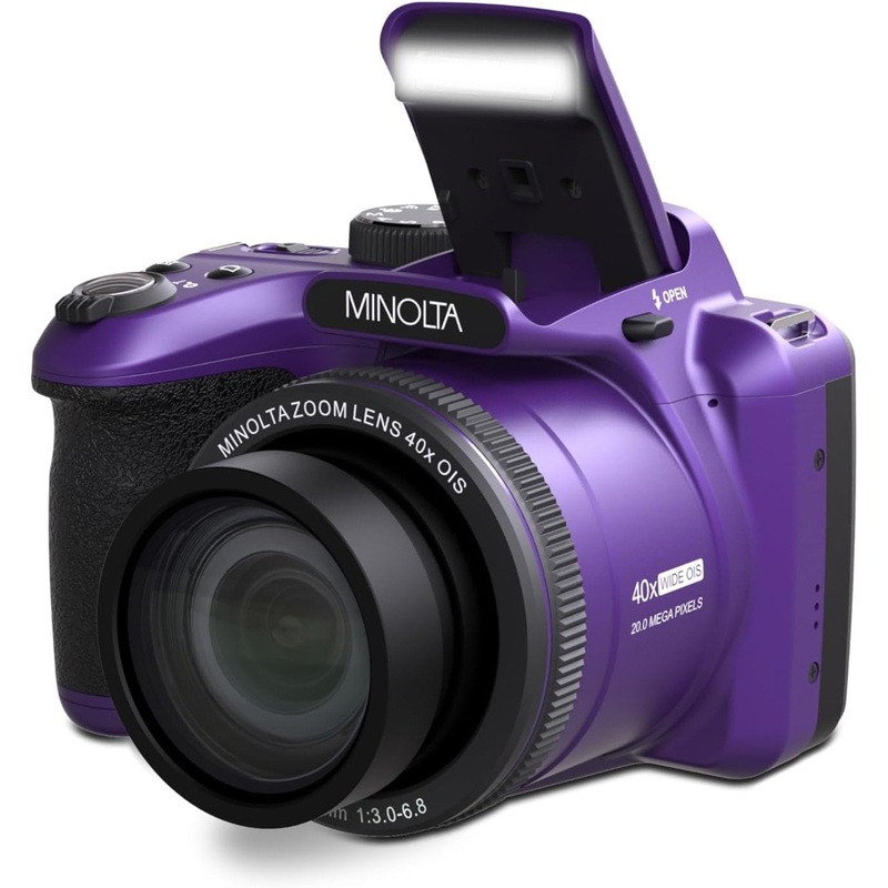 Minolta MN40Z 20 MP / 1080P FHD Bridge Camera w/40x Optical Zoom (Purple)