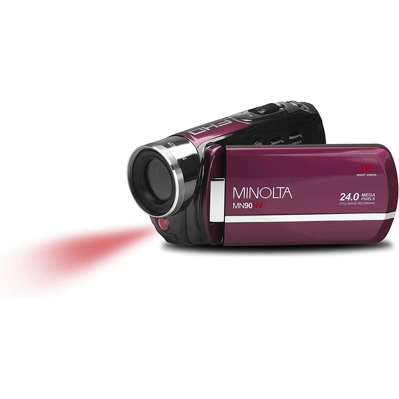 Minolta MN90NV 24MP/1080p HD IR Night Vision Digital Camcorder w 8GB SDHC Card - Maroon