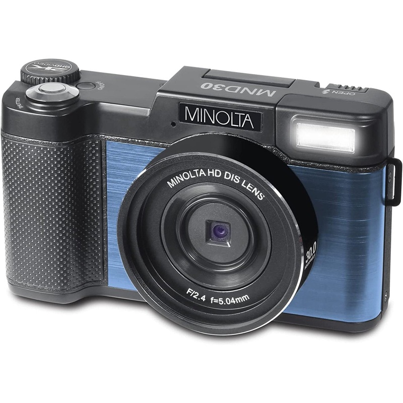 Minolta MND30 30MP 2.7K Ultra HD 4X Zoom Digital Camera (Blue)