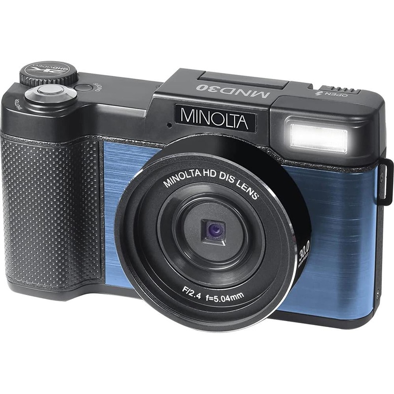 Minolta MND30 30MP 2.7K Ultra HD 4X Zoom Digital Camera (Blue) - Open Box