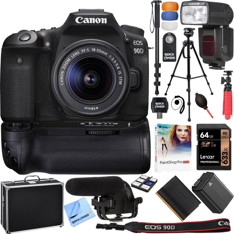 Canon EOS 90D 32.5MP CMOS Digital SLR Camera w/ EF-S 18-55mm IS STM Lens & More Bundle