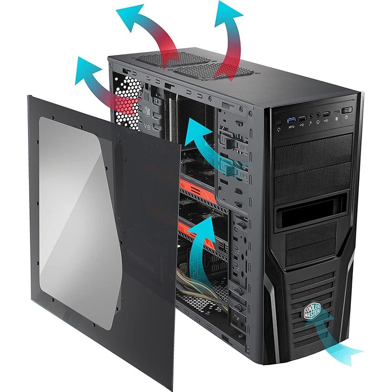 Cooler Master RC-431P-KWN2 Elite 431 Plus Mid-Tower Computer Case, Black
