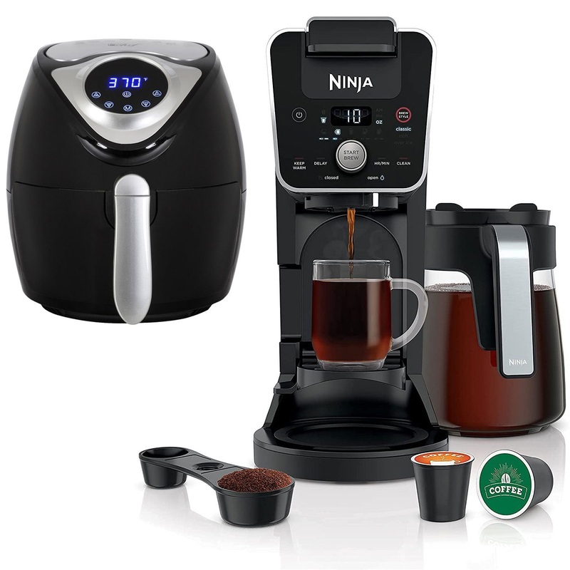 Ninja DualBrew Single-Serve Coffee Maker (Refurbished) with Bonus Deco Chef Air Fryer