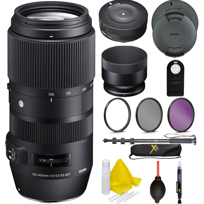 Sigma 100-400mm F5-6.3 DG OS HSM Telephoto Lens (Canon) + Accessories Bundle