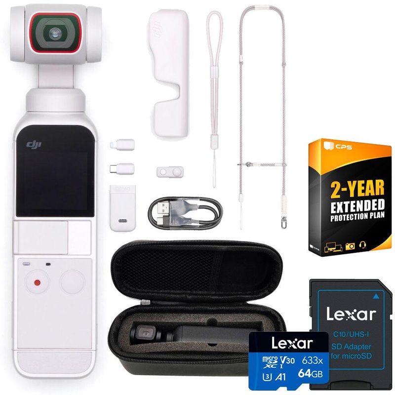 DJI Pocket 2 Handheld Gimbal 4K Camera Combo (White) with 64GB Case Bundle