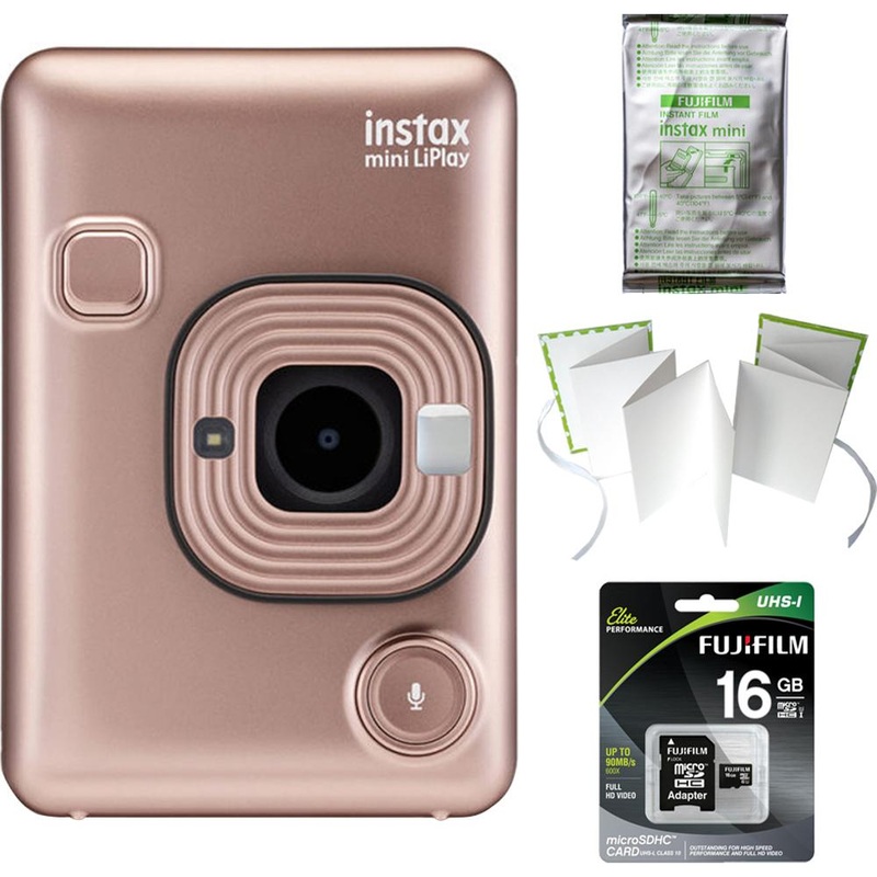 Fujifilm Instax Mini LiPlay(Blush Gold)(600021181) w/10Pack Mini White Border Film & More