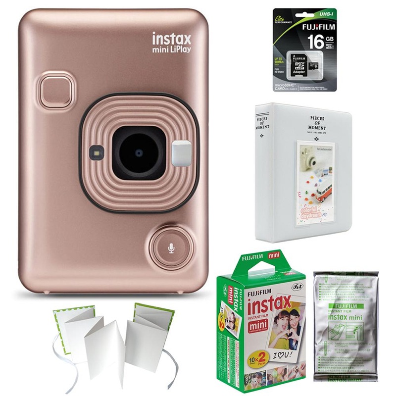 Fujifilm Instax Mini LiPlay(Blush Gold)(600021181) w/ 2x Mini Film, 2x Photo Album & More