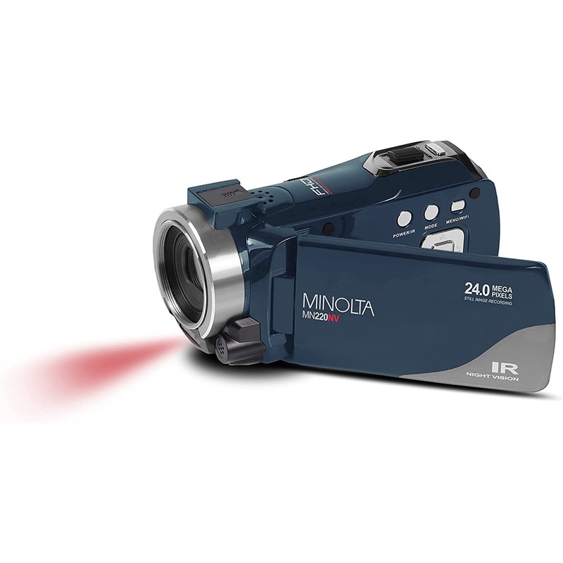 Minolta MN220NV 1080p HD 24 MP Night Vision Digital Camcorder with WiFi (Blue)