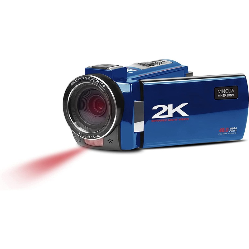 Minolta MN2K10NV 2.7K Ultra HD 48 MP Night Vision Camcorder (Blue)