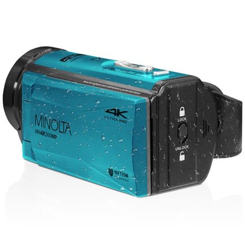Minolta MN4K300WP 4K Ultra HD / 56 MP Waterproof Camcorder, Blue